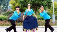 两男一女跳藏族舞《蓝色天梦》舞蹈动作很有特色! 凤凰六哥广场舞