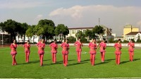 沐集中学广场舞《红姑娘儿》 原创编舞：花开有声，正背面演示：沐集中学健身队。