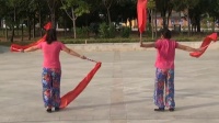 丹凤县水泉社区姐妹广场舞【红绸舞】鼓动天地附背面动作